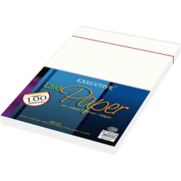 FIS EXECUTIVE LAID BOND PAPER A4 130 GSM,100 SHEETS CAMELLE WHITE COLOR FSPA130CWH