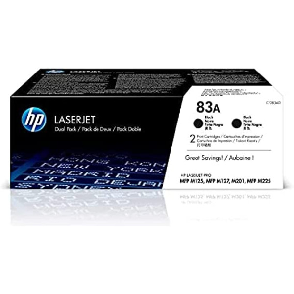 HP 83A DUAL PACK LASERJET TONER CARTRIDGE BLACK CF283A (M125/127/201/225)