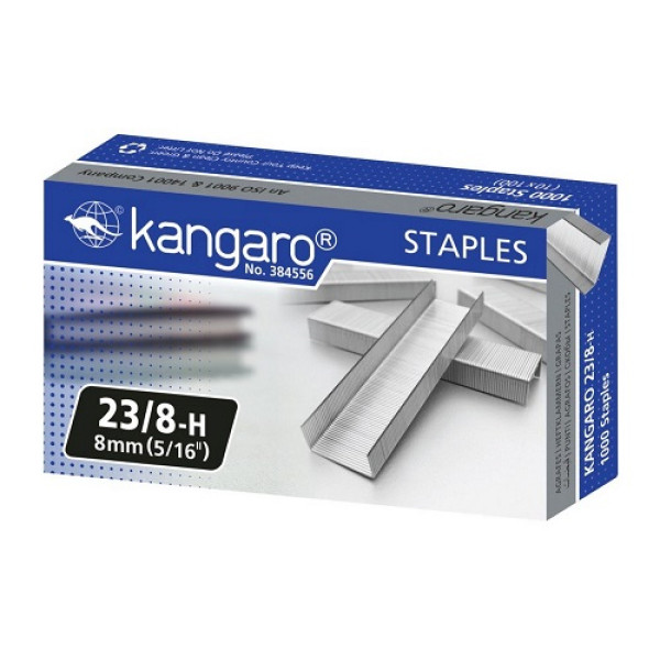 KANGARO STAPLER PINS 23/8-H STAPLES 8MM (5/16") 1X1000