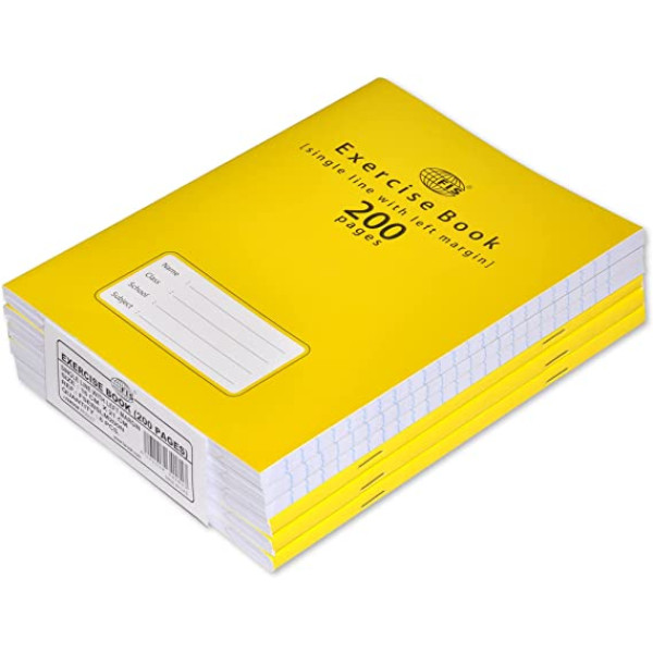 FIS EXERCISE NOTEBOOK 200PAGES, SINGLE LINE WITH LEFT MARGIN, FSEBSLM200NI,6 PIECES