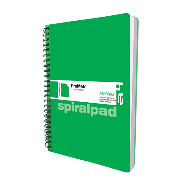 PROMATE 100% RECYCLED SIDE SPIRAL PAD A4 100 PAGES