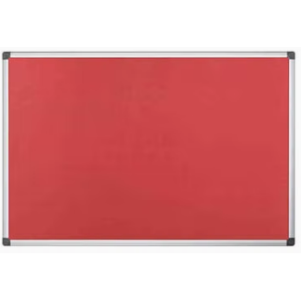 SUPER DEAL FELT NOTICE BOARD ALUMINIUM FRAME 60CMX90CM RED