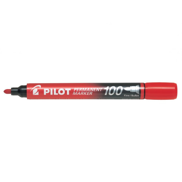 PILOT PERMANENT MARKER SCA-100 RED BULLET TIP, BOX OF 12 PCS 