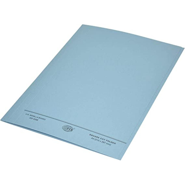 FIS FSFF7FBL SQUARE CUT FOLDER W/O FASTNER A4 (210 X 297MM) 320GSM BLUE 