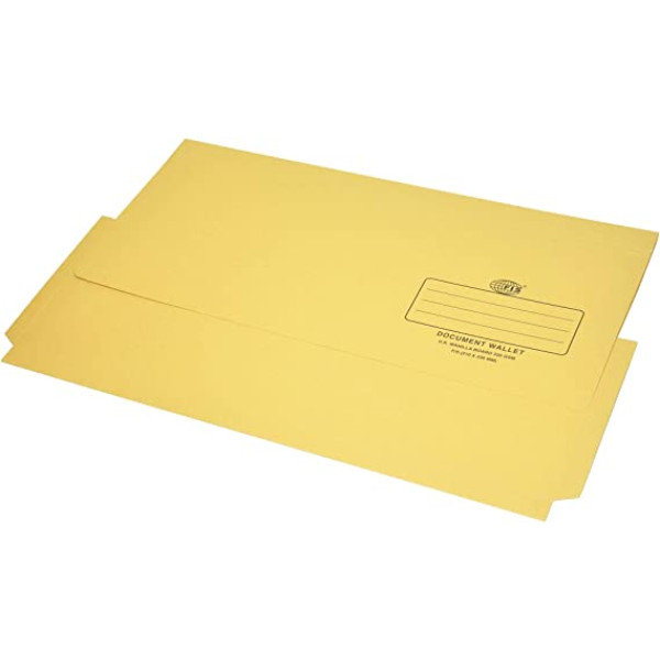 FIS DOCUMENT WALLET FSFF8YL F/S 210 X 330MM 320GSM YELLOW 50 PCS